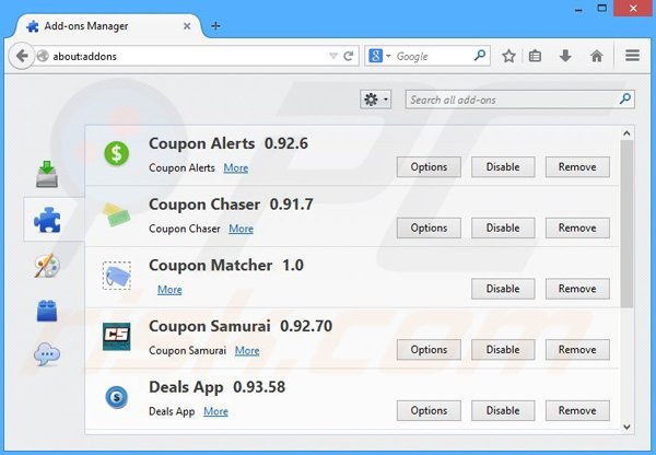 Removing DiscountPlace ads from Mozilla Firefox step 2