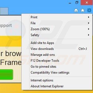 Removing Framed Display from Internet Explorer step 1