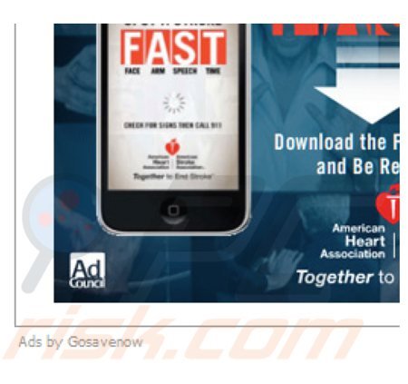 gosavenow adware generating intrusive banner ads