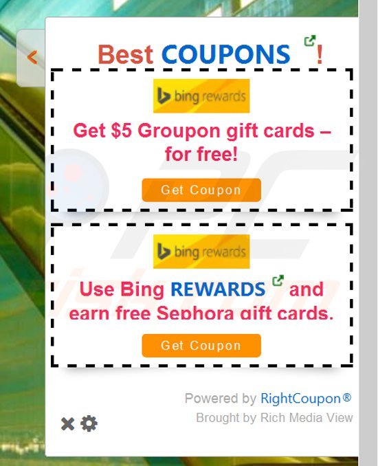 rich media view generating intrusive coupon ads