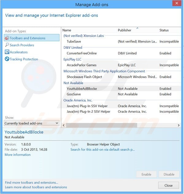 Removing websearch.searchfix.info related Internet Explorer extensions