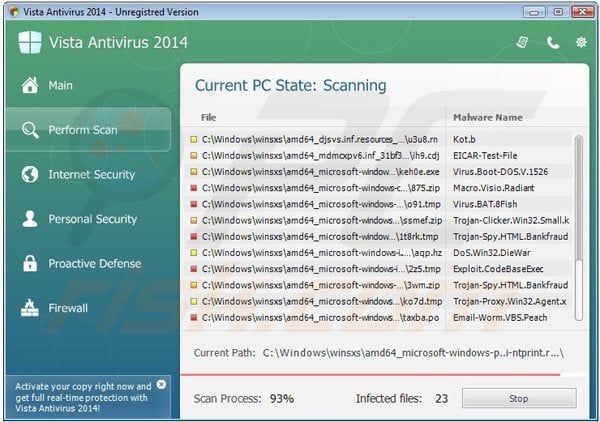 vista antivirus 2014 performing a fake computer security scan