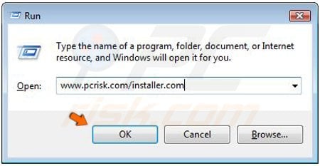 Downloading installer using Windows Vista run command step 2