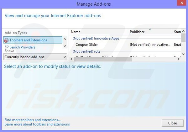 Removing WalletBee related adware from Internet Explorer step 2