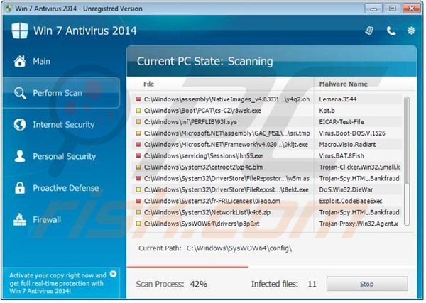 win 7 antivirus 2014 performing a fake security scan