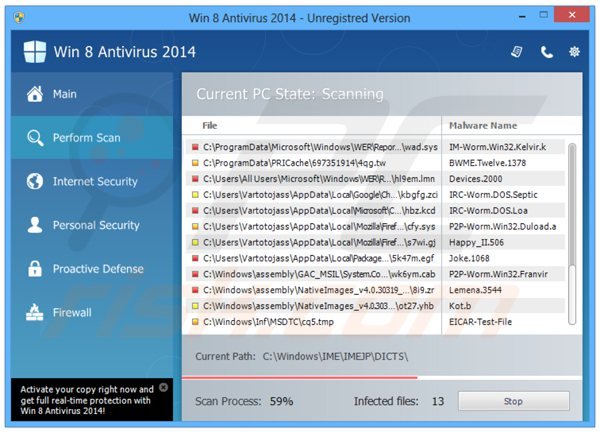 win 8 antivirus 2014 performing a fake computer security scan