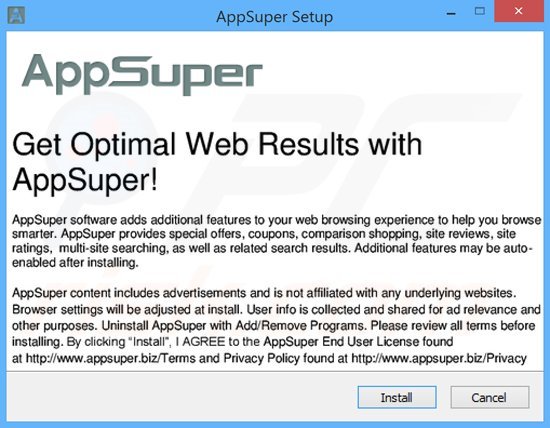 AppSuper Adware installation setup