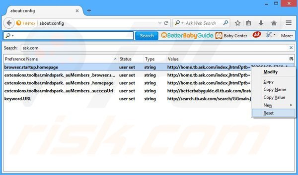 Removing BetterBabyGuide from Mozilla Firefox default search engine