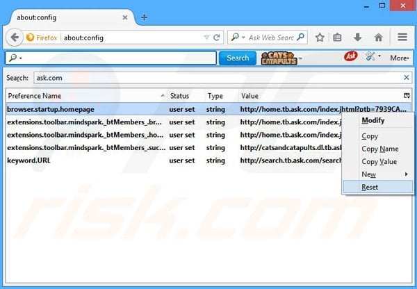 Removing Cats and Catapults from Mozilla Firefox default search engine