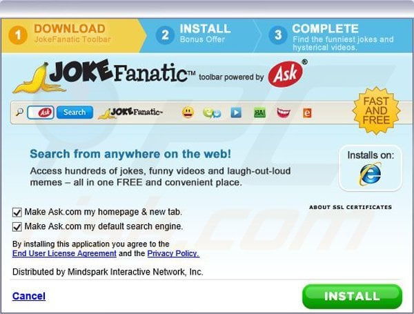 JokeFanatic toolbar installer