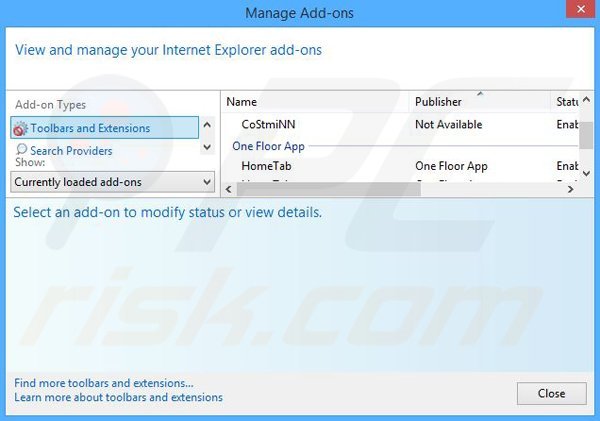 Removing QuickLink ads from Internet Explorer step 2