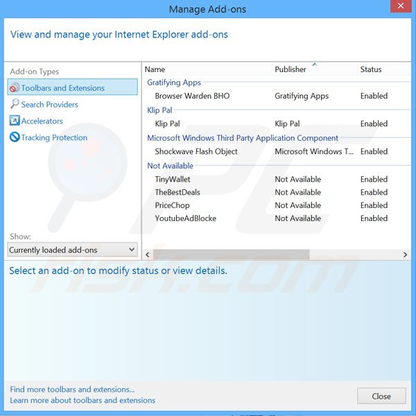 Removing savings downloader from Internet Explorer step 2