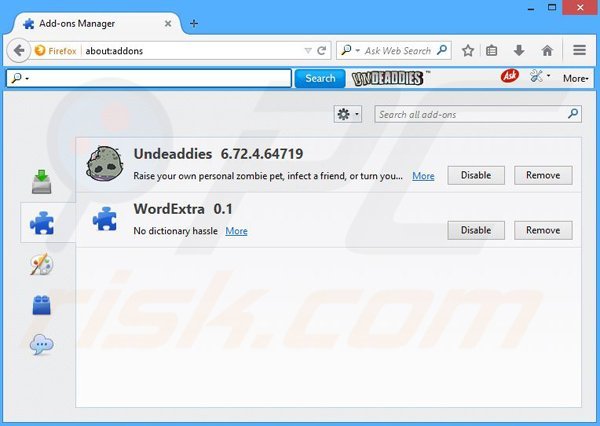 Removing Undeaddies related Mozilla Firefox extensions