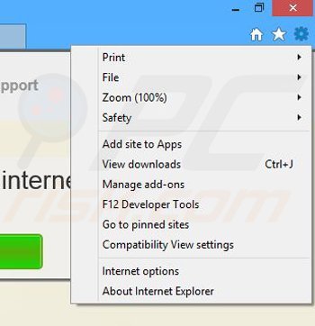 Removing Web Tripp from Internet Explorer step 1