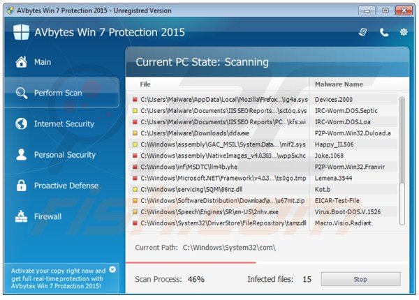 avbytes win7 protection 2015 performing a fake computer security scan