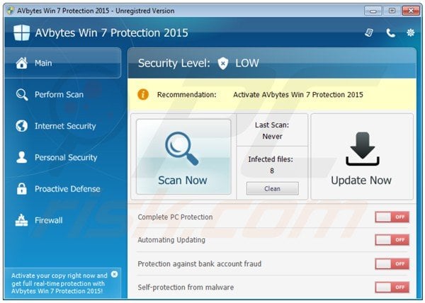 avbytes win7 protection 2015 main window