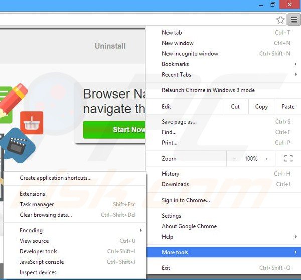 Removing Browser Nail from Google Chrome step 1