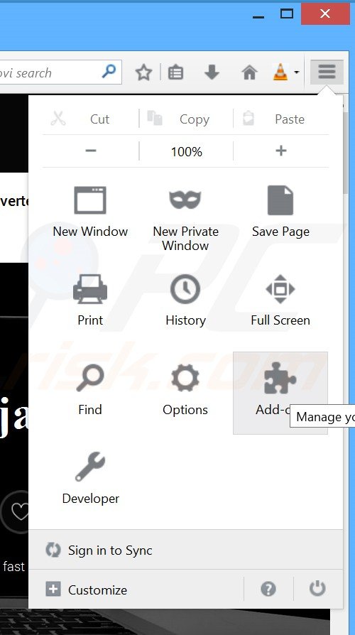 Removing NinjaLoader ads from Mozilla Firefox step 1