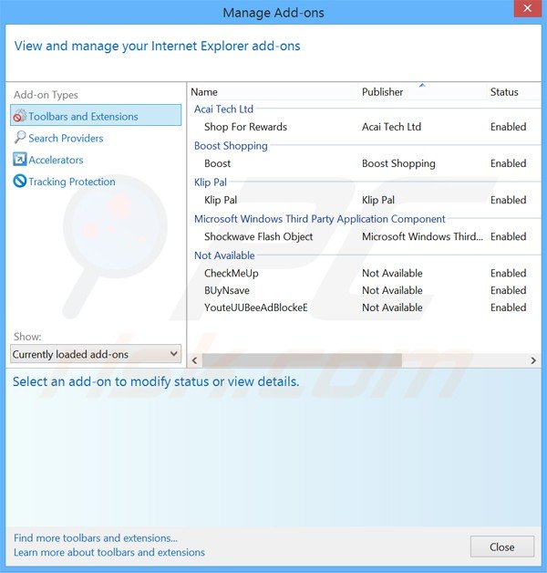 Removing ninjavod ads from Internet Explorer step 2