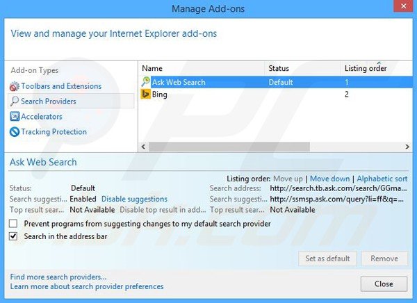 Removing ReferenceBoss from Internet Explorer default search engine