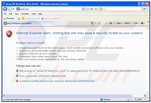 sirius xp antivirus 2014 blocking Intenret access