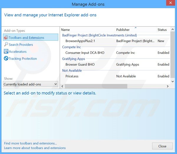 Removing Speedly ads from Internet Explorer step 2
