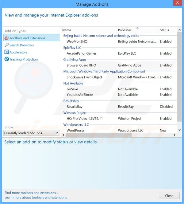 Removing VPN Privat ads from Internet Explorer step 2