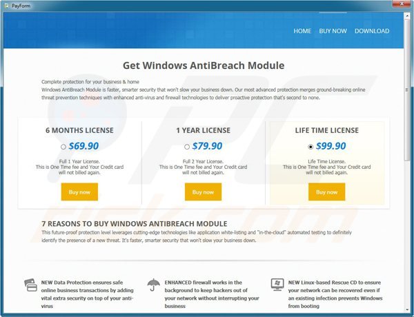 windows antibreach module distributing website