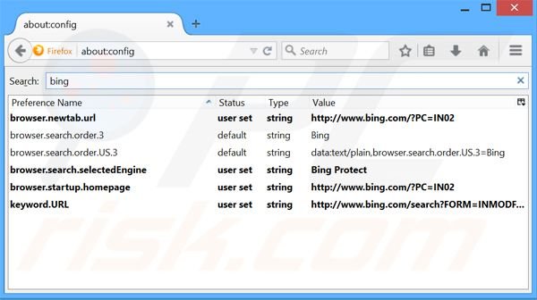 Removing BingProtect from Mozilla Firefox default search engine
