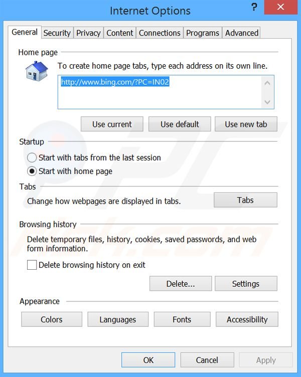 Removing BingProtect from Internet Explorer homepage