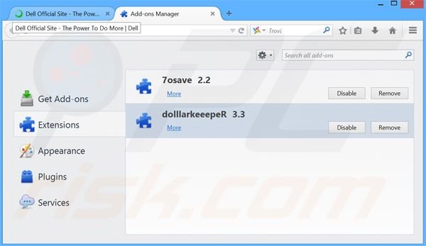 Removing dollarkeeper ads from Mozilla Firefox step 2