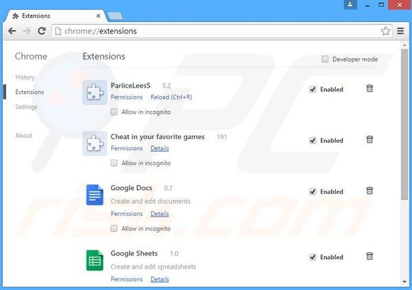 Removing VideosFox ads from Google Chrome step 2