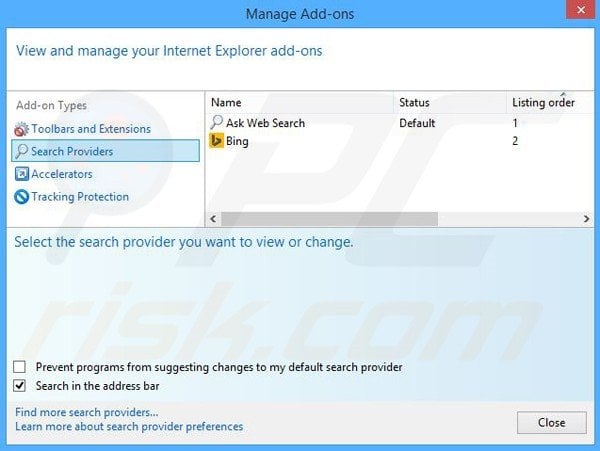 Removing WeatherBlink from Internet Explorer default search engine