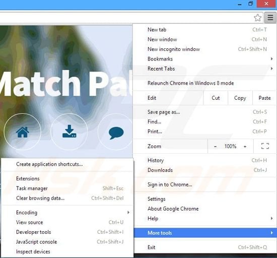 Removing Match Pal ads from Google Chrome step 1