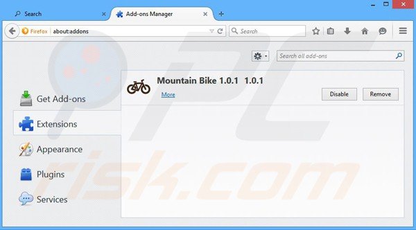 Removing mountain bike ads from Mozilla Firefox step 2