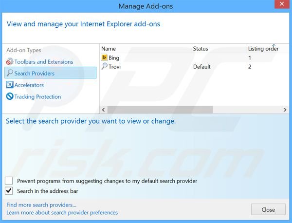 Removing searchitapp.com from Internet Explorer default search engine