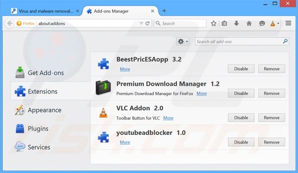 Removing Download Keeper ads from Mozilla Firefox step 2