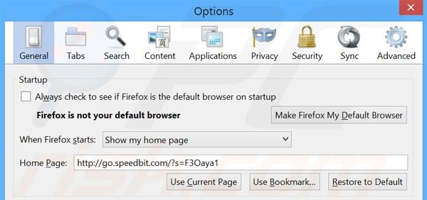 Removing go.speedbit.com from Mozilla Firefox homepage