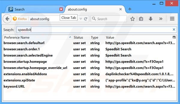 Removing go.speedbit.com from Mozilla Firefox default search engine