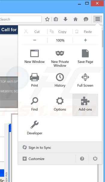 Removing gsave ads from Mozilla Firefox step 1