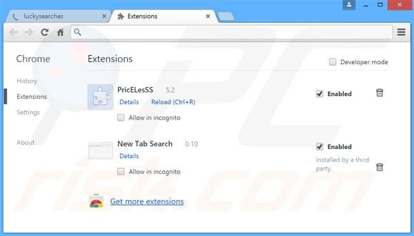 Removing searchult.com related Google Chrome extensions