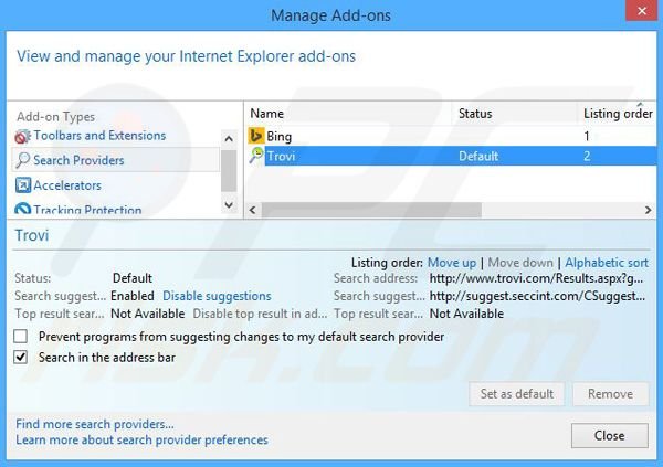 Removing usearchmedia.com from Internet Explorer default search engine