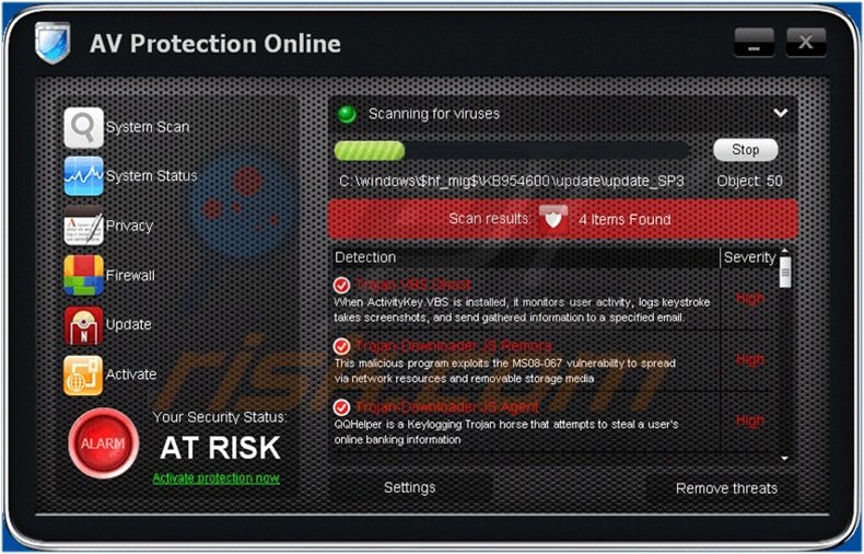 AV Protection Online fake antivirus program
