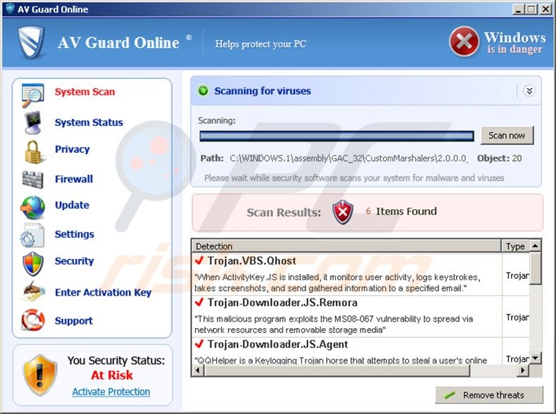 AV guard online fake antivirus program
