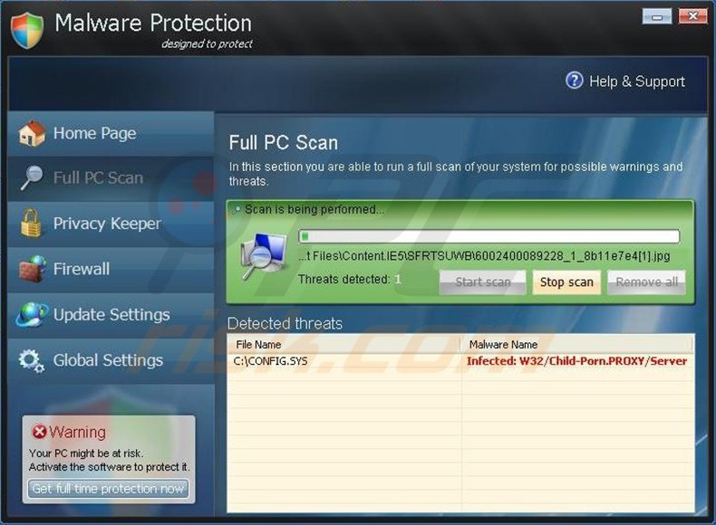 Malware Protection fake antivirus program