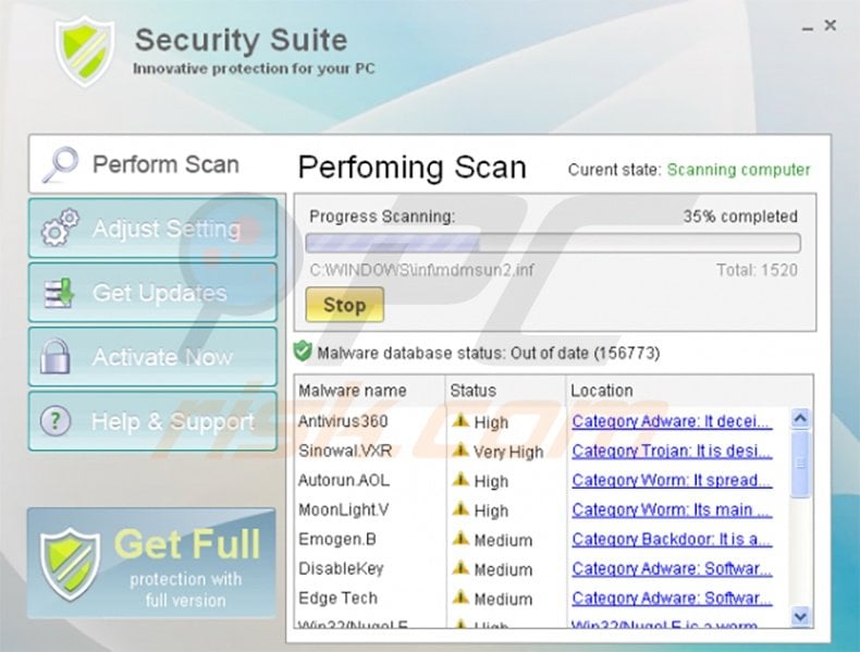 Security Suite fake antivirus program