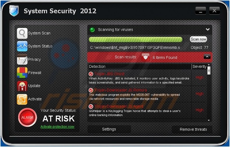 System Security 2012 fake antivirus program