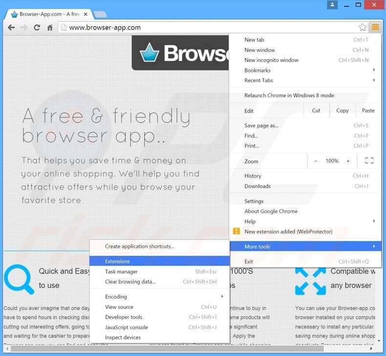 Removing Br0wsrAp  ads from Google Chrome step 1