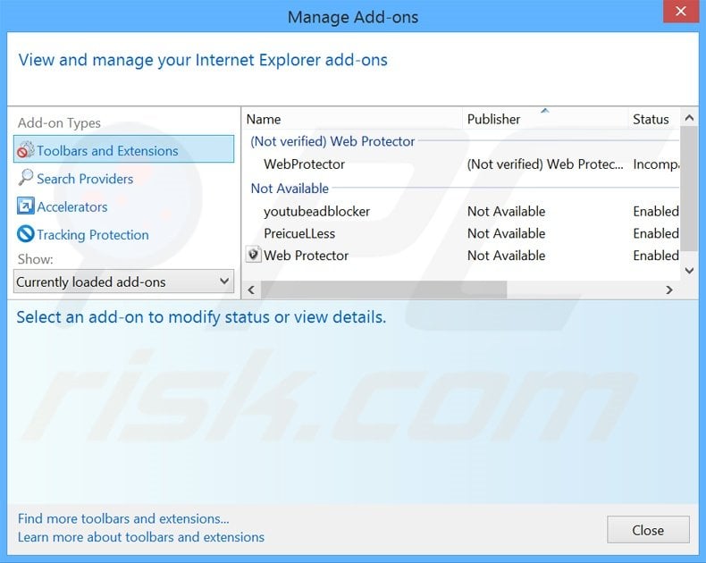 Removing Br0wsrAp ads from Internet Explorer step 2