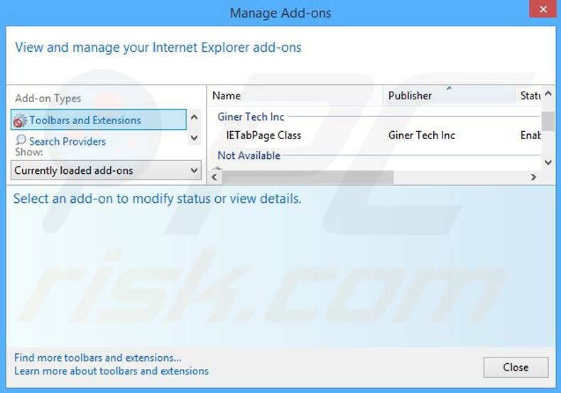 Removing CasinoRewards ads from Internet Explorer step 2